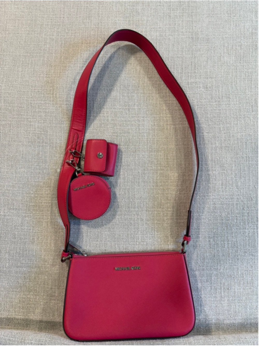 Michael Kors Jet Set Saffiano Leather Crossbody Bag carmine pink - Picture 2 of 13